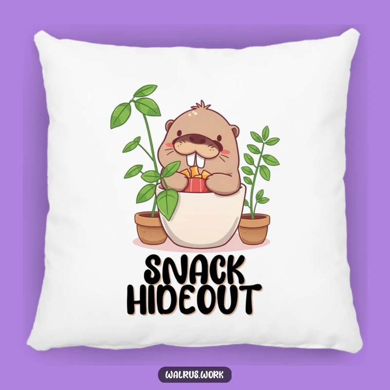 Funny Walrus Snack Hoarder Pillow: Comfy Decor with Hilarious Secrets, Gift