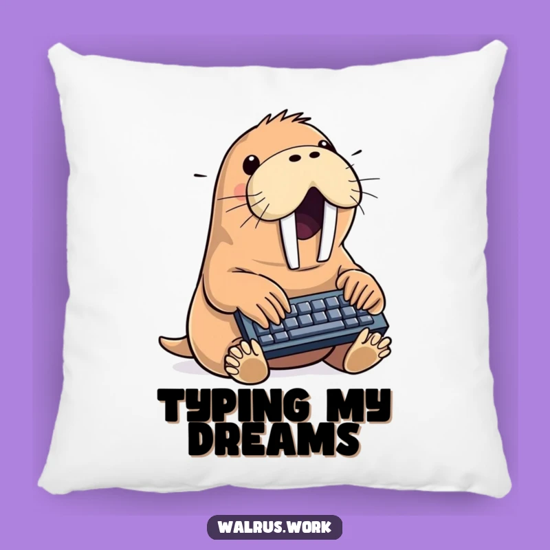 Funny Walrus Typing Pillow: Comfy Sea Mammal Desk Buddy, Perfect Cozy Gag Gift!