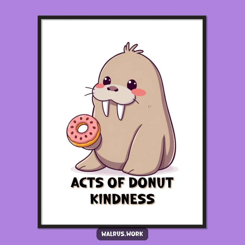 Funny Donut Walrus Digital Art: Instant Sweet & Kind Decor