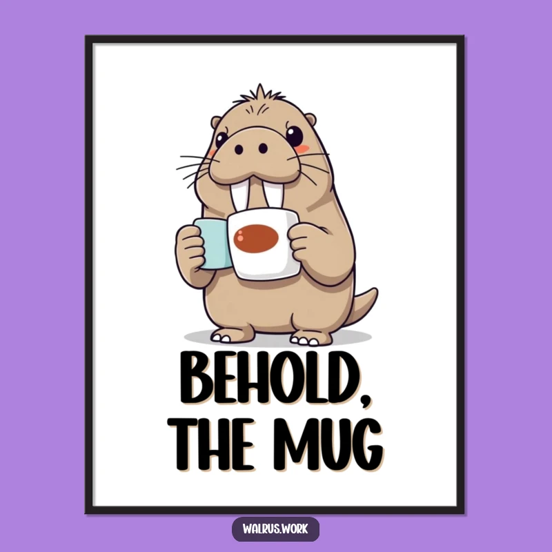Funny Walrus Digital Art: Enthusiastic Presenter Print, Instant Humorous Decor