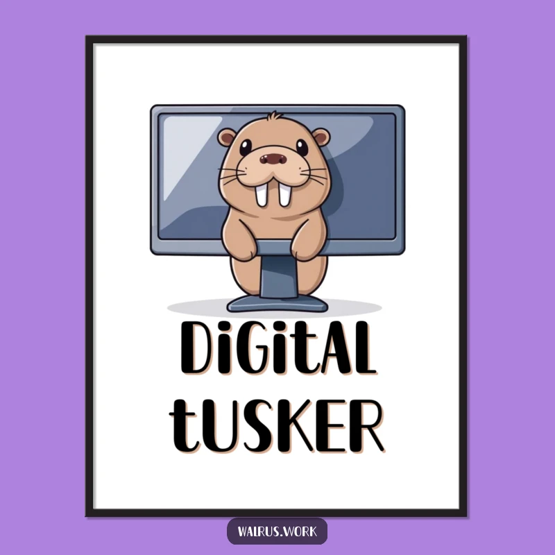 Funny Tech Walrus Digital Print: Instant Online Art - Hilarious Marine Mammal Design