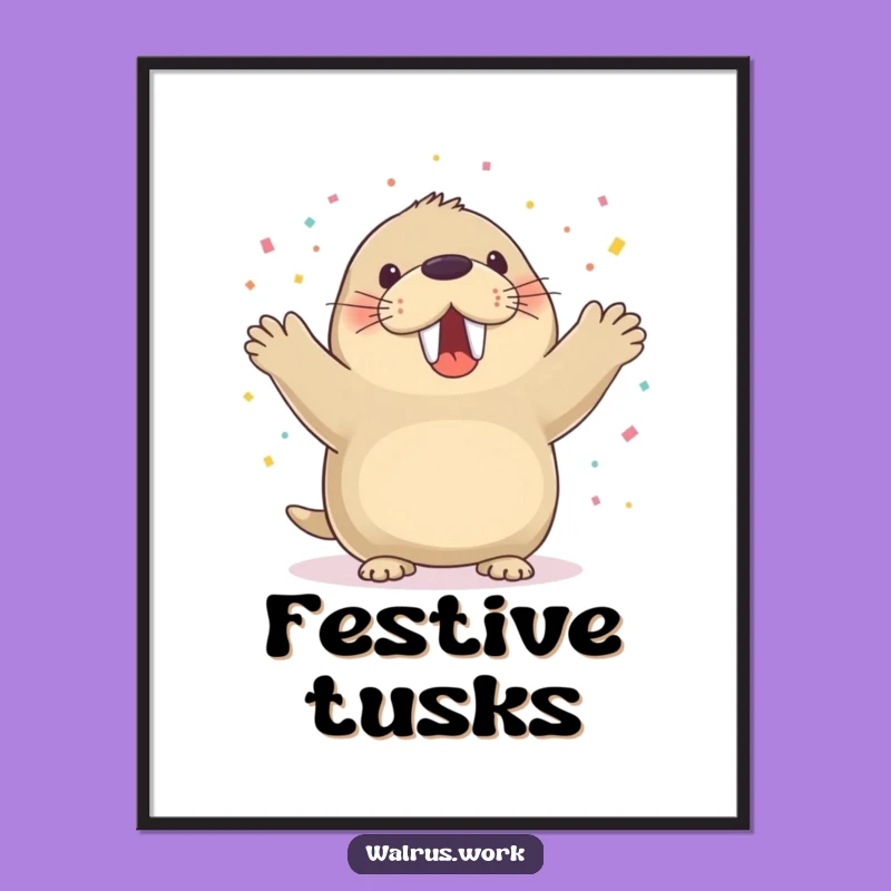 Funny Walrus Celebration Digital Print: Instant Party Wall Art