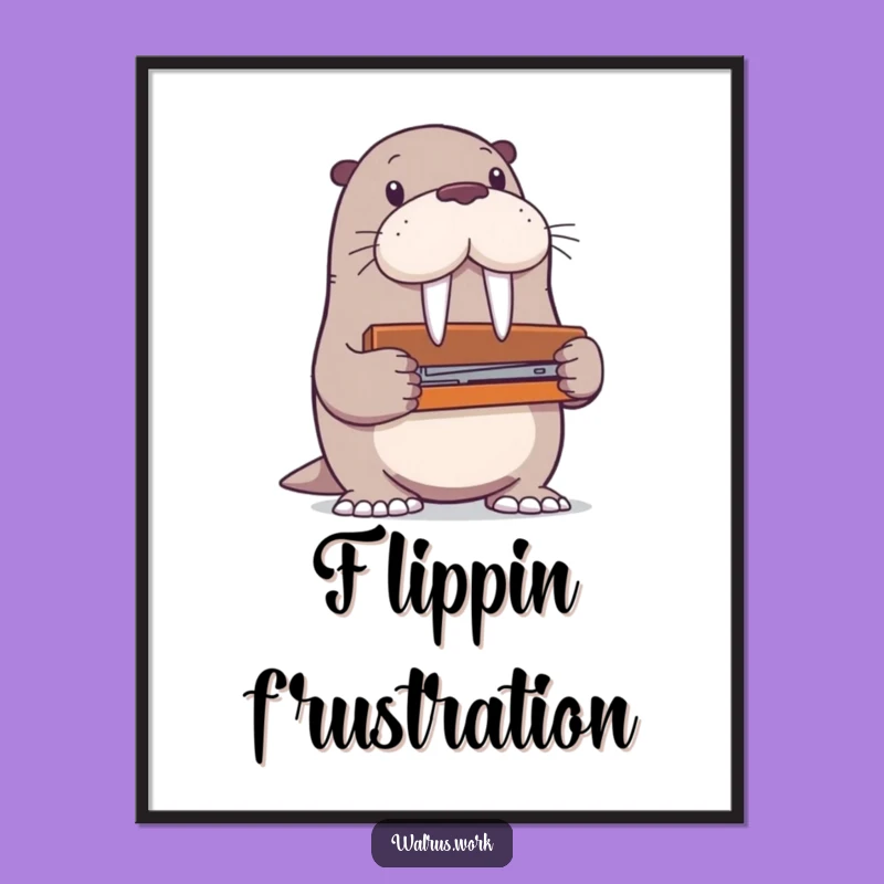 Funny Walrus Stapler Digital Art: Instant Office Humor, Perfect Decor Gift!