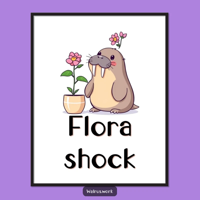 Funny Walrus Plant Surprise Digital Print: Instant Botanical Wonder