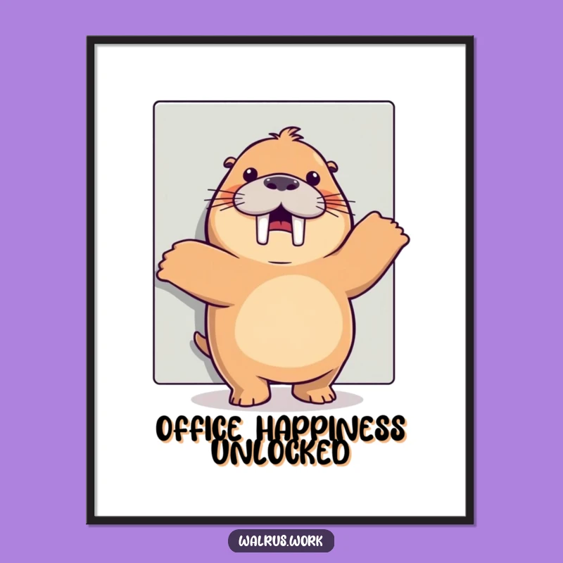 Funny Happy Dance Walrus Digital Art: Instant Office Cheer Print