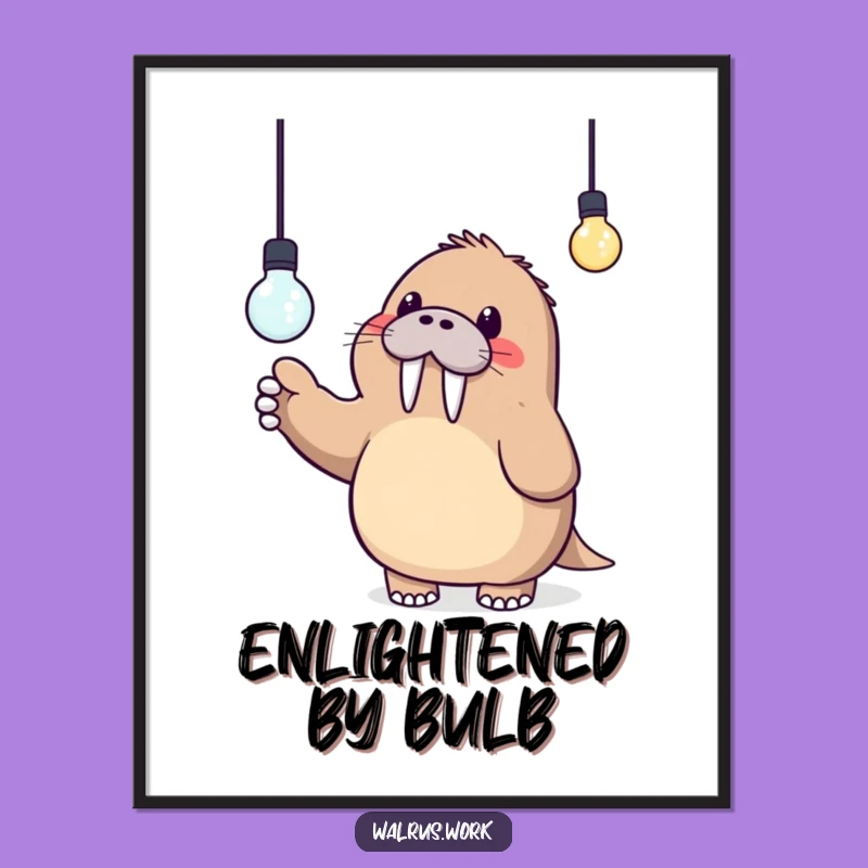 Funny Kawaii Walrus Lightbulb Digital Art - Instant Hilarious Inspiration!