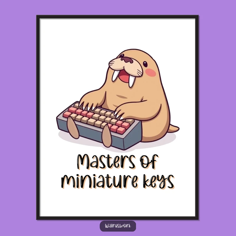 Funny Typing Walrus Print - Hilarious Art for Tech Enthusiasts