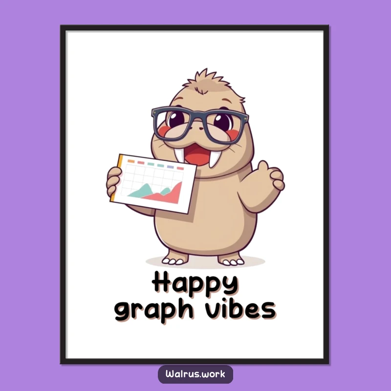 Funny Walrus Chart Art Print, Positive Presentation Design, Instant Funny Gift