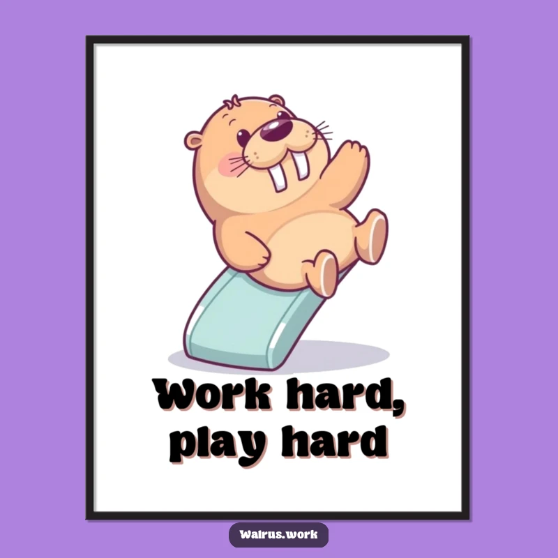 Funny Walrus Digital Print: Instant Office Fun with Sliding Art