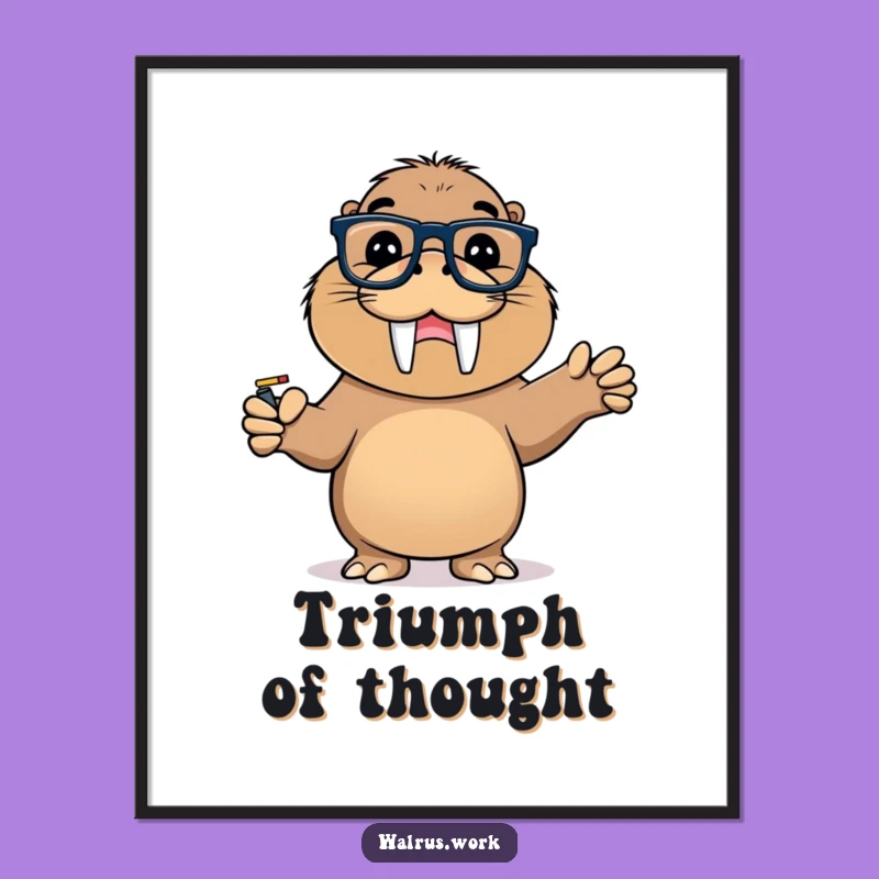 Funny Walrus Glasses Whiteboard Digital Art: Frame Your Brilliance with Hilarious Decor