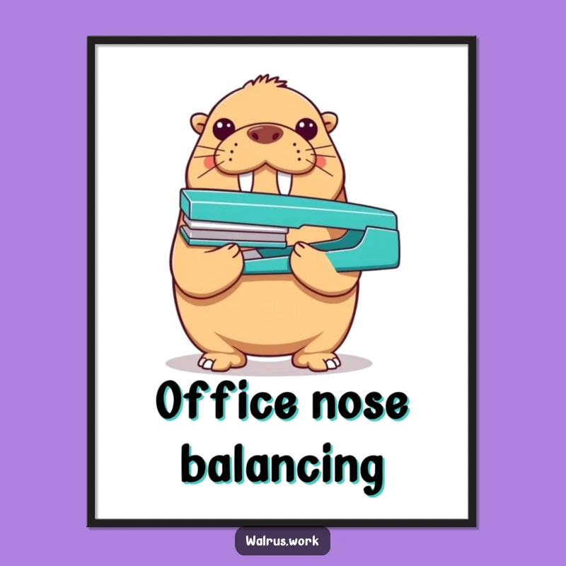 Funny Walrus Stapler Digital Art Print: Hilarious Decor for the Proud