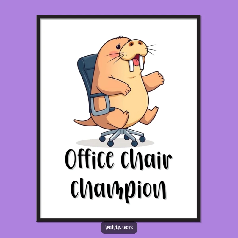 Funny Office Chair Walrus Digital Art: Instant Action-Packed Decor