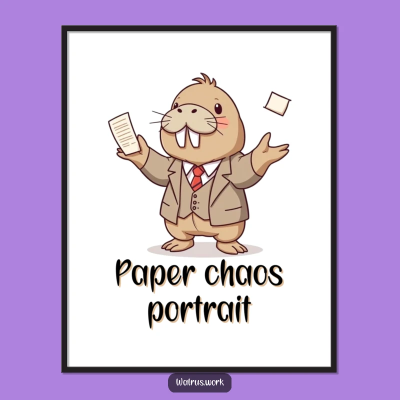 Funny Juggling Walrus Digital Art Print: Dapper Business Decor, Funny Wall Decor Gift