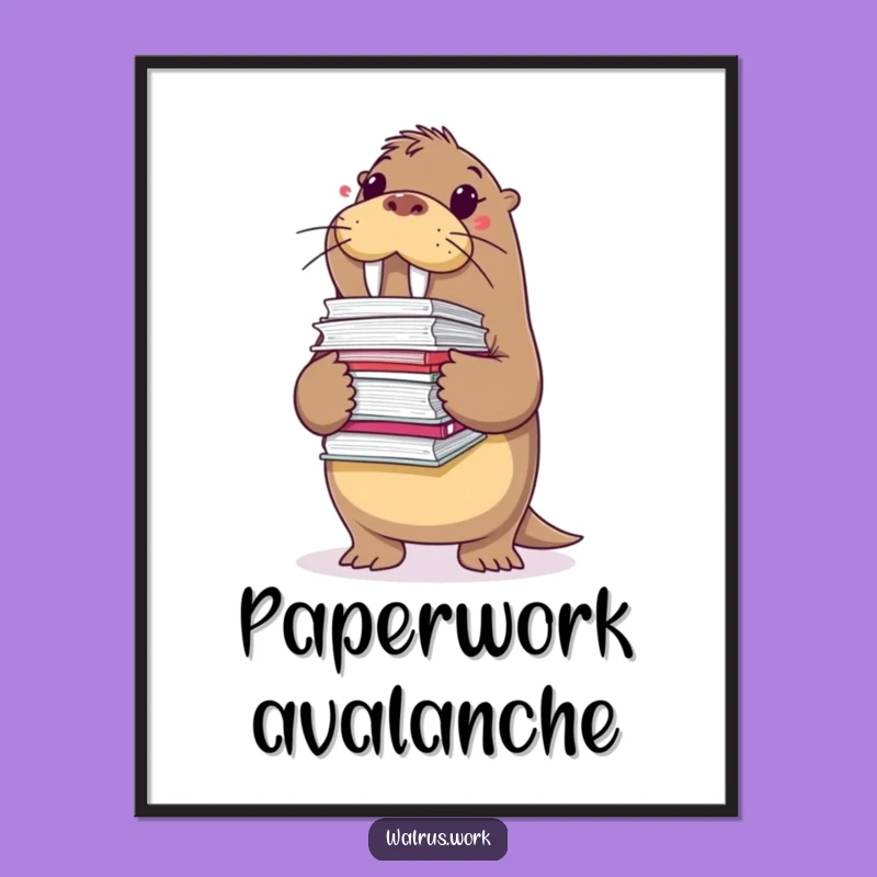 Funny Overloaded Walrus Digital Print: Relatable Decor, Perfect Funny Gift Idea