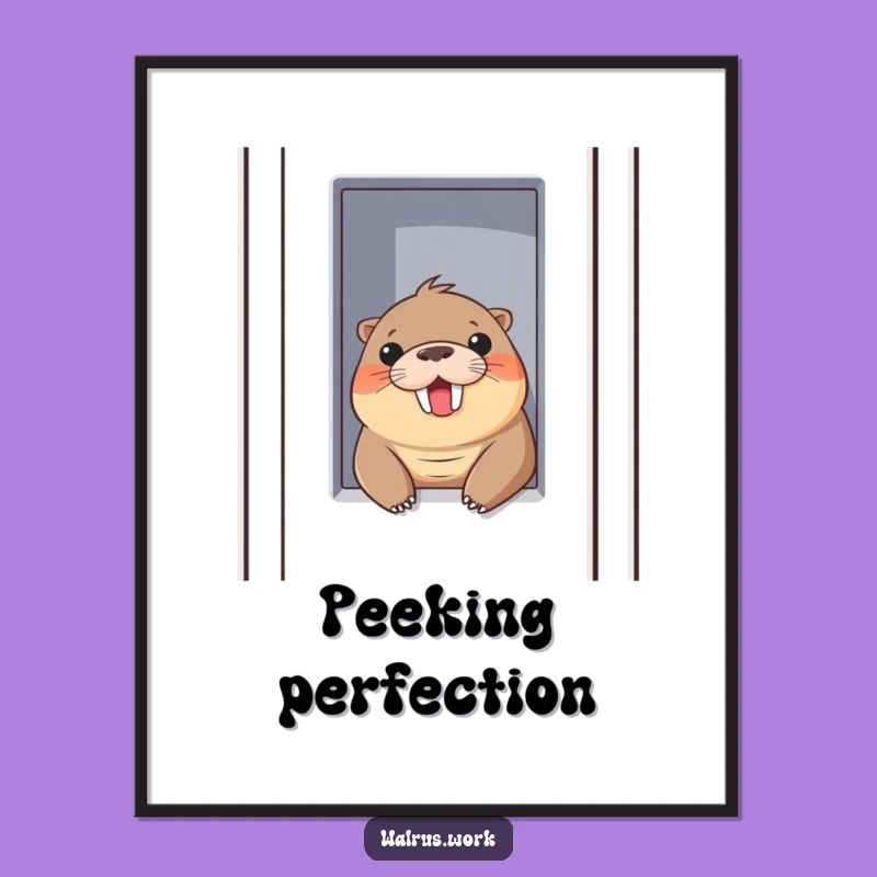 Funny Walrus Cubicle Peek Digital Art: Frame Your Office Fun with Style