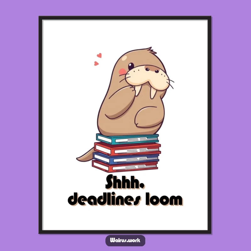 Funny Shushing Walrus Print - Hilarious Office Art for Peaceful Vibes