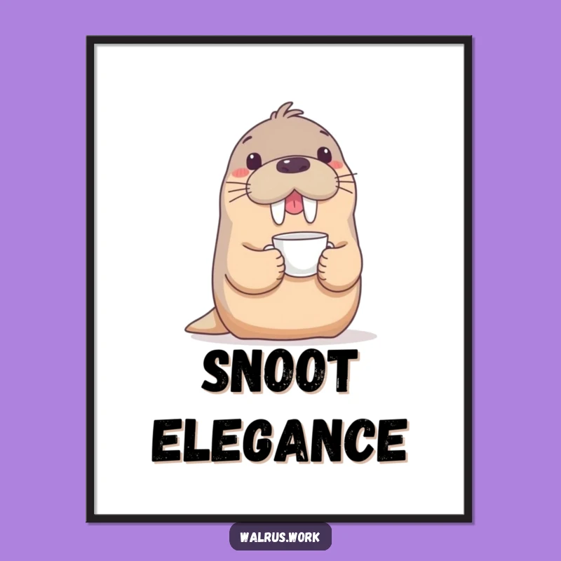 Funny Walrus Digital Art: Hilarious Tea Time Scene Decor Print!