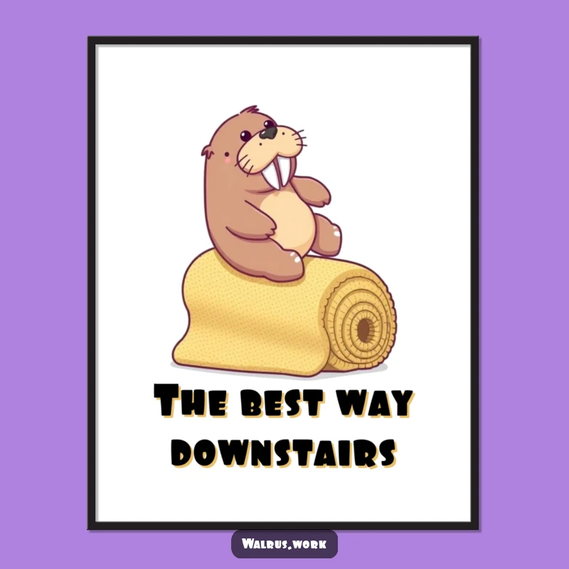 Funny Walrus Digital Art - Office Carpet Slide Printable, Hilarious Decor