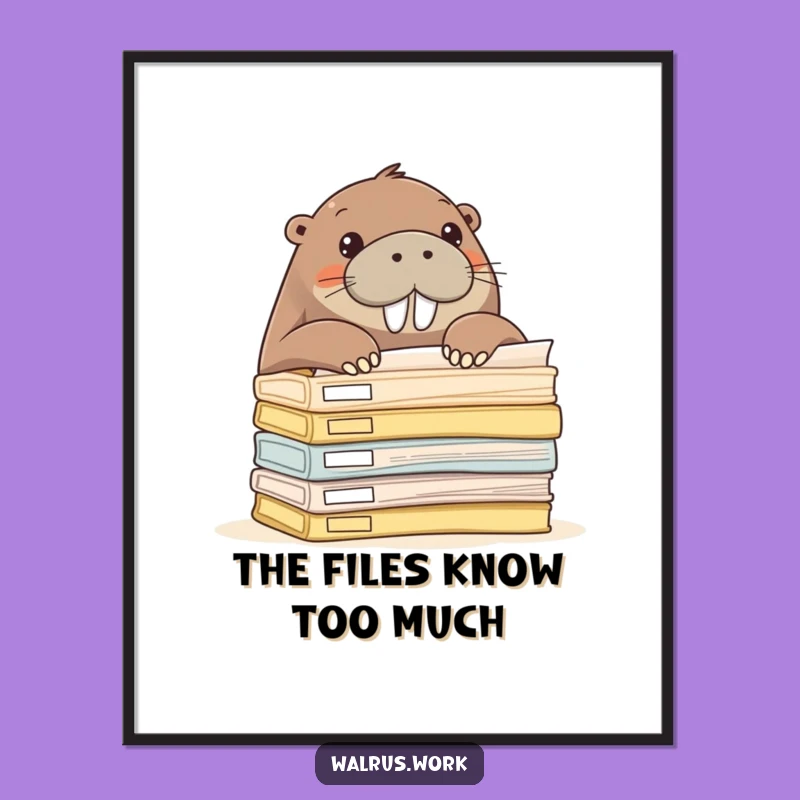 Funny Walrus Digital Art - Curious Office Walrus Printable, Hilarious Decor