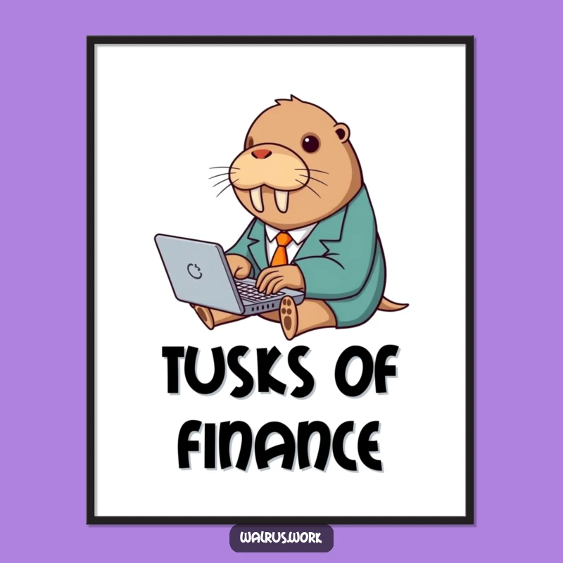 Funny Walrus Suit Laptop Digital Art: Frame Your Office Humor with Style