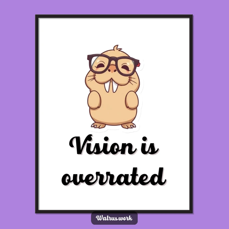 Funny Upside Down Glasses Walrus Digital Art: Instant Hilarious Decor Print