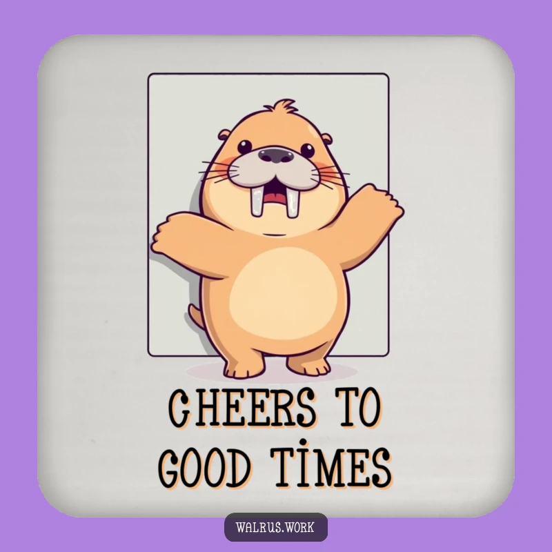 Funny Happy Dance Walrus Coaster: Add Office Cheer to Your Drinks