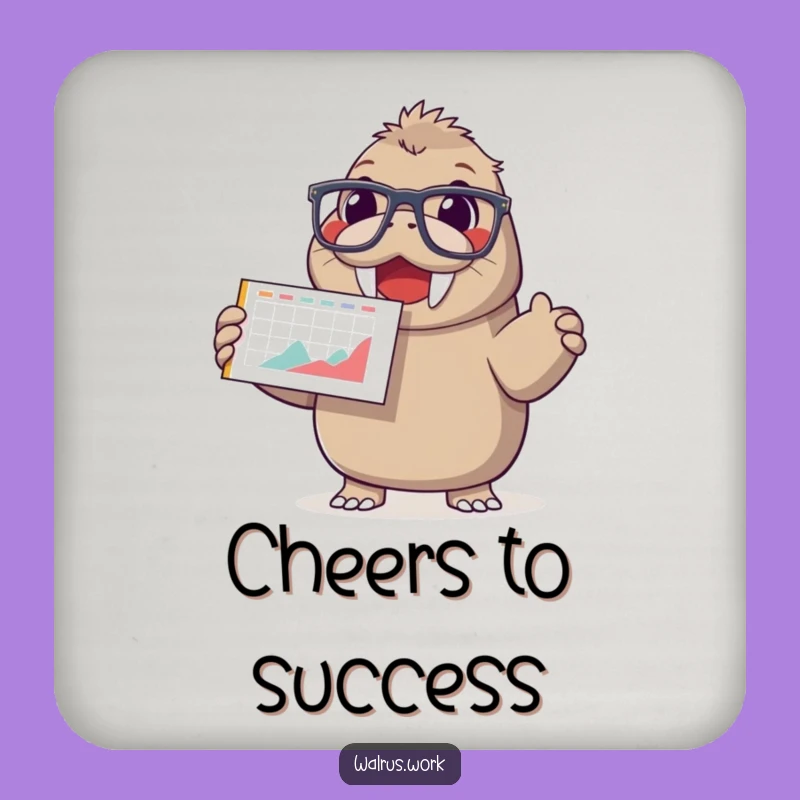 Funny Walrus Desk Coaster, Positive Chart Holder, Unique Funny Gift