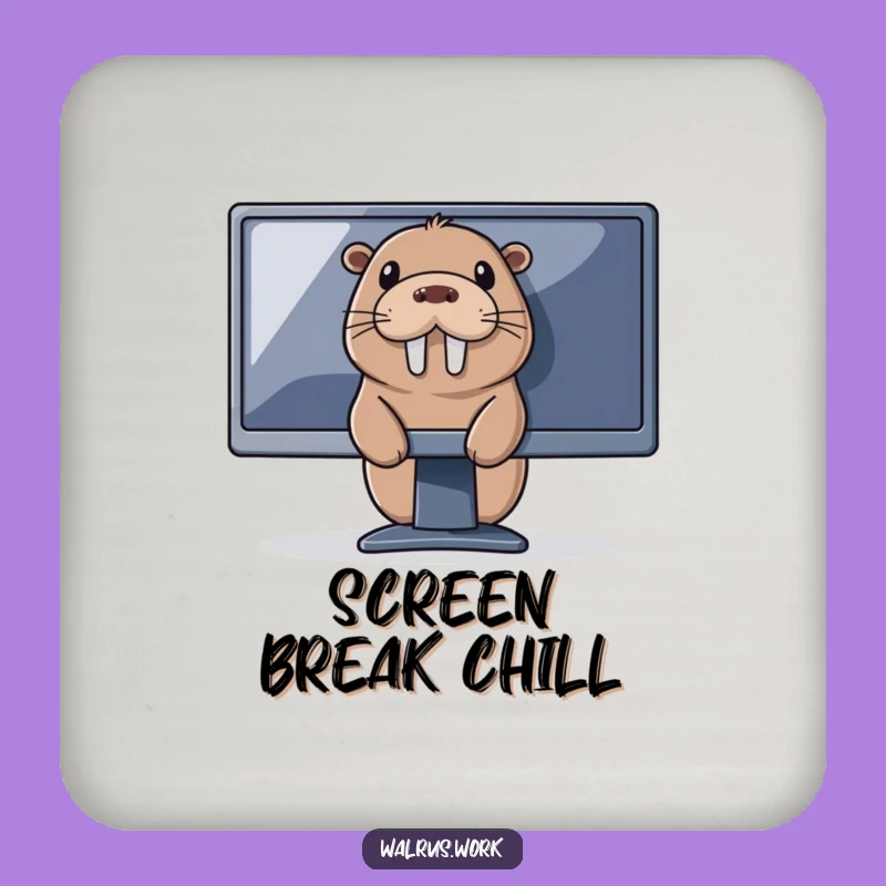 Funny Tech Walrus Coaster: Protect Surfaces with Humor - Hilarious Internet Fan Decor Gift