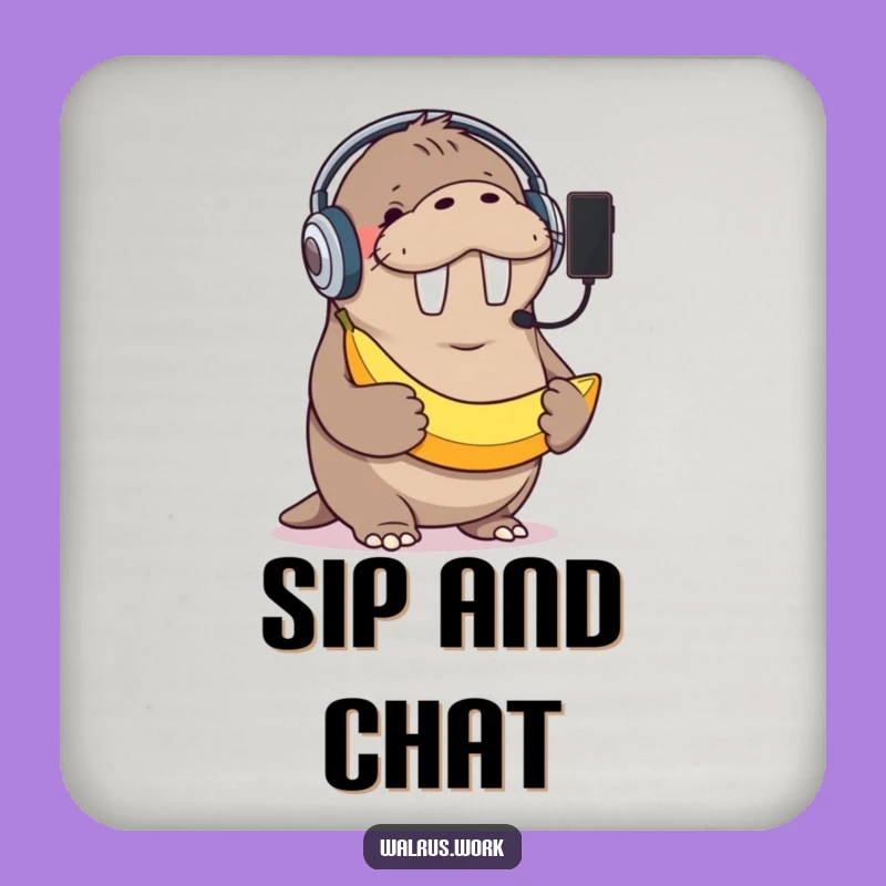 Funny Walrus Banana Phone Coaster: Protect Surfaces with Quirky Humor