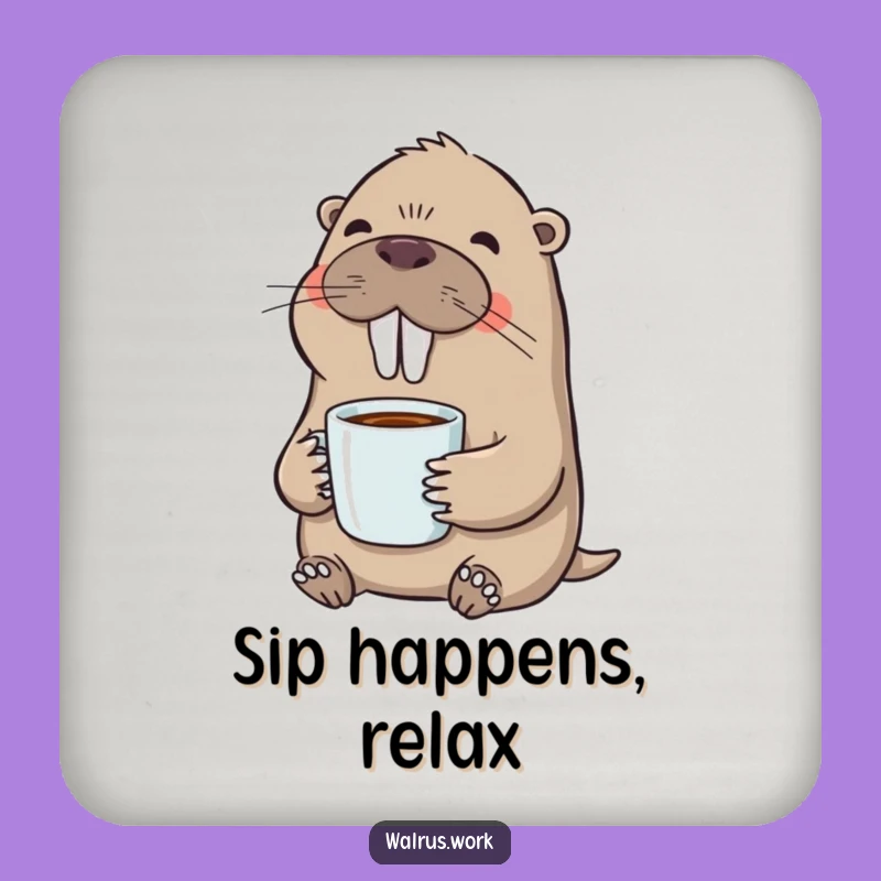 Funny Walrus Coaster: Coffee Table Protector, Hilarious Decor & Gift for Drink Lovers