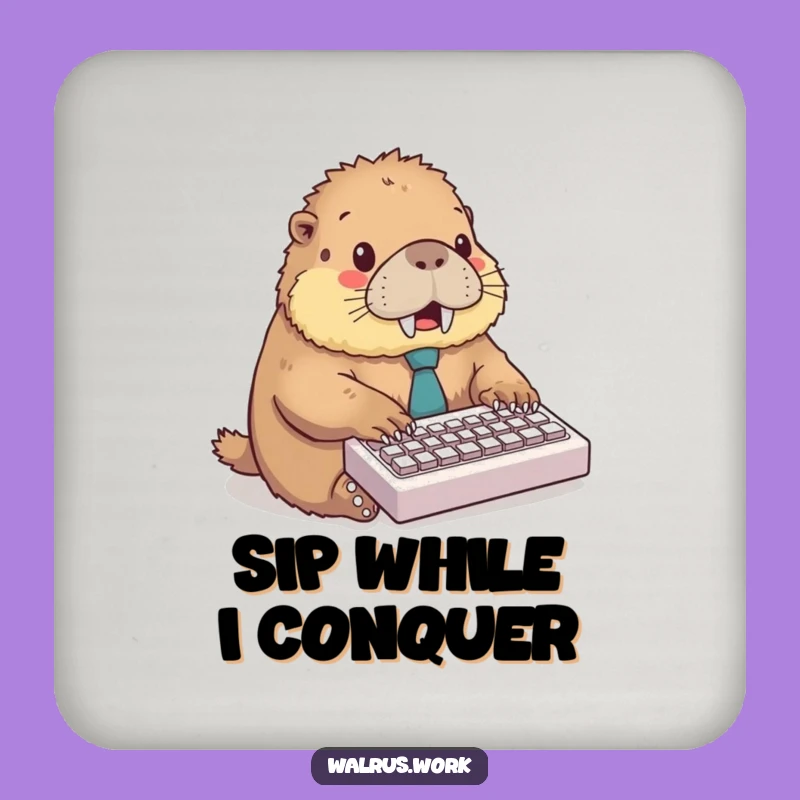 Funny Walrus Coaster: Protect Surfaces with Office Humor Gift