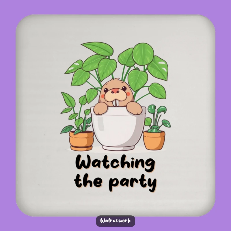 Funny Walrus Coaster Set: Hilarious Plant Protection for Your Home!