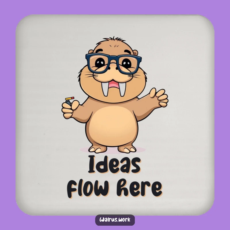 Funny Walrus Glasses Coaster: Protect Surfaces with Hilarious Academic Flair