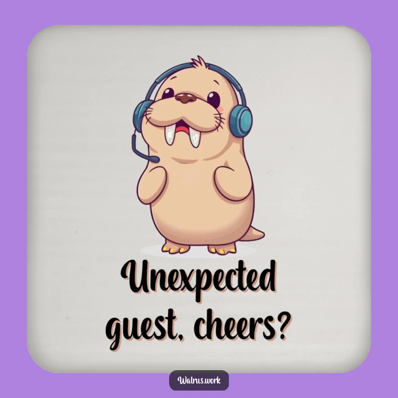 Funny Walrus Headset Coaster: Surprise Call Decor, Hilarious Table Protector Gift