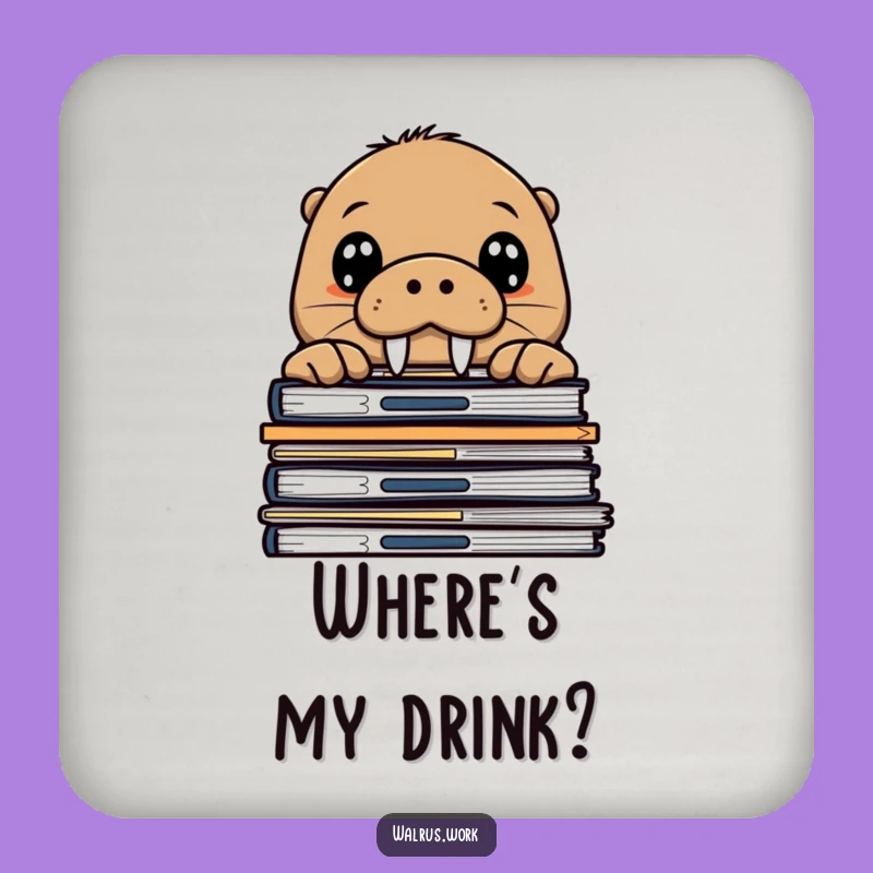 Funny Walrus Peek Drink Coaster: Protect Surfaces with Sea Mammal Humor, Perfect Small Gift!