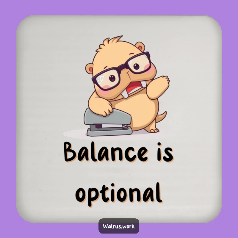 Funny Walrus Stapler Trip Coaster - Clumsy Drink Base, Great Funny Gift