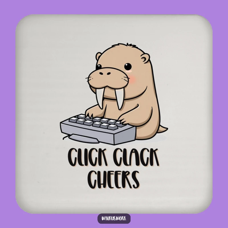 Funny Walrus Tusk Keyboard Coaster - Protect Surfaces with Tech Humor