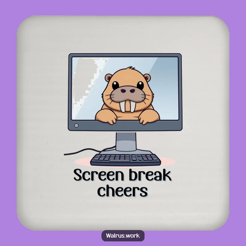 Funny Tech Walrus Coaster: Protect Surfaces with Digital Humor, A Funny Gift