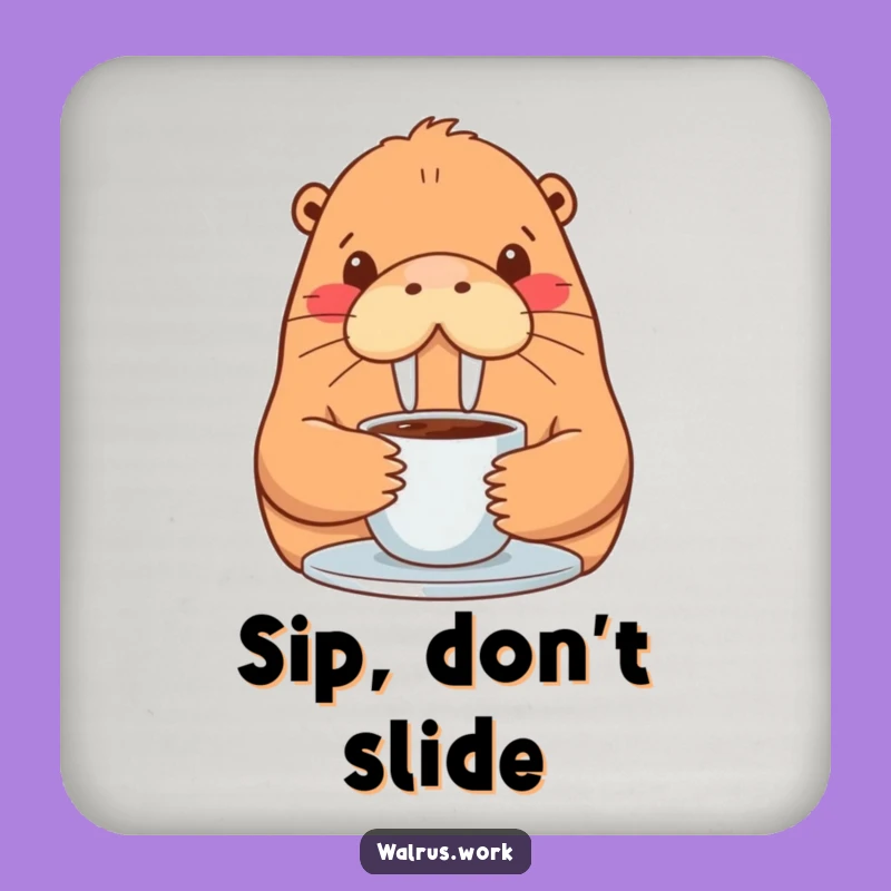 Funny Walrus Coaster: Coffee Sip Protector, Humorous Drink Accessory Gift