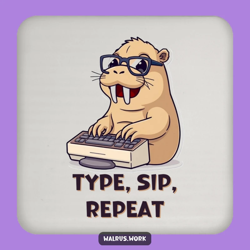 Funny Typing Walrus Coaster: Protect Surfaces with Speed - Hilarious Office Decor Gift