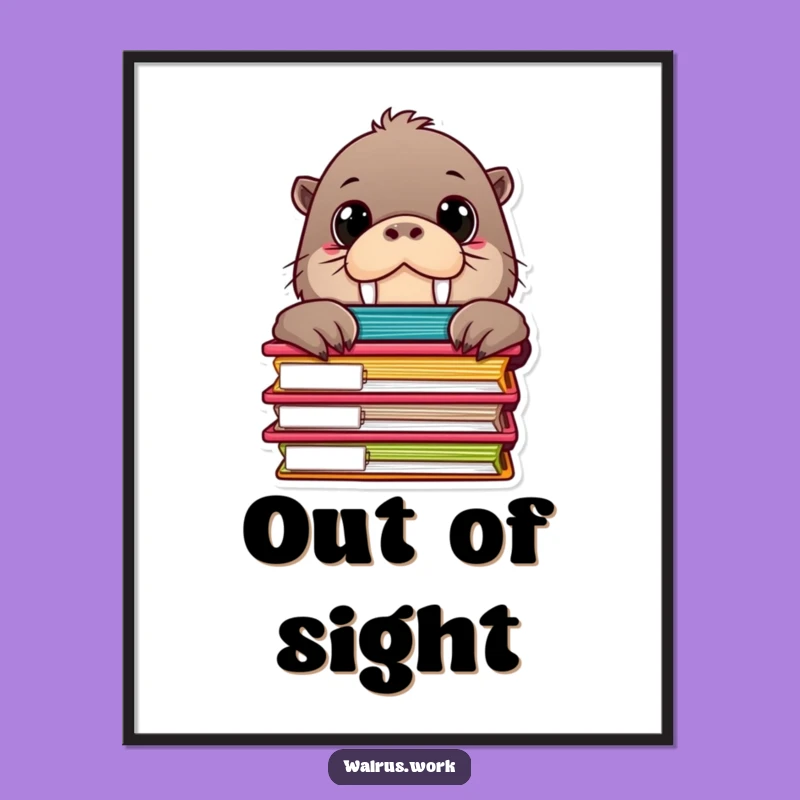 Funny Curious Walrus Art Print, Whimsical Office Decor, Quirky Funny Gift Poster