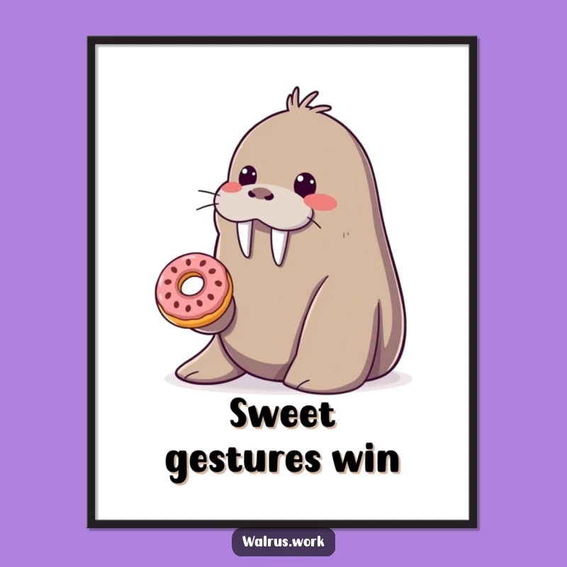 Funny Donut Walrus Poster: Sweeten Your Walls with Kind Art