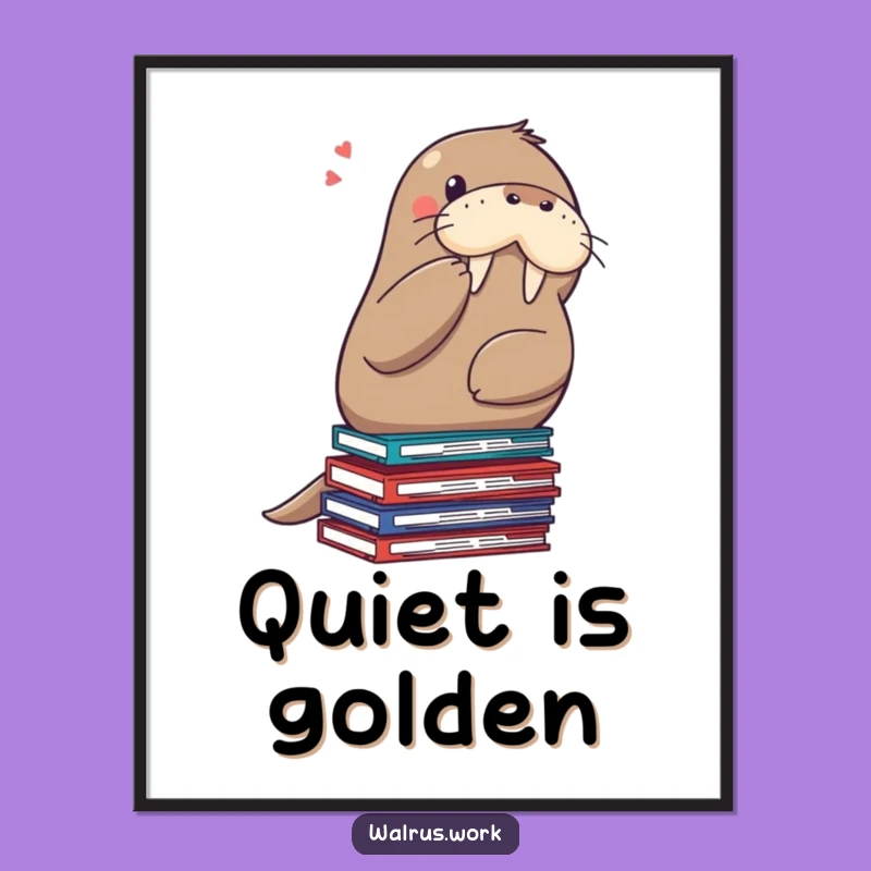 Funny Shushing Walrus Poster - Hilarious Office Decor for Peace Seekers