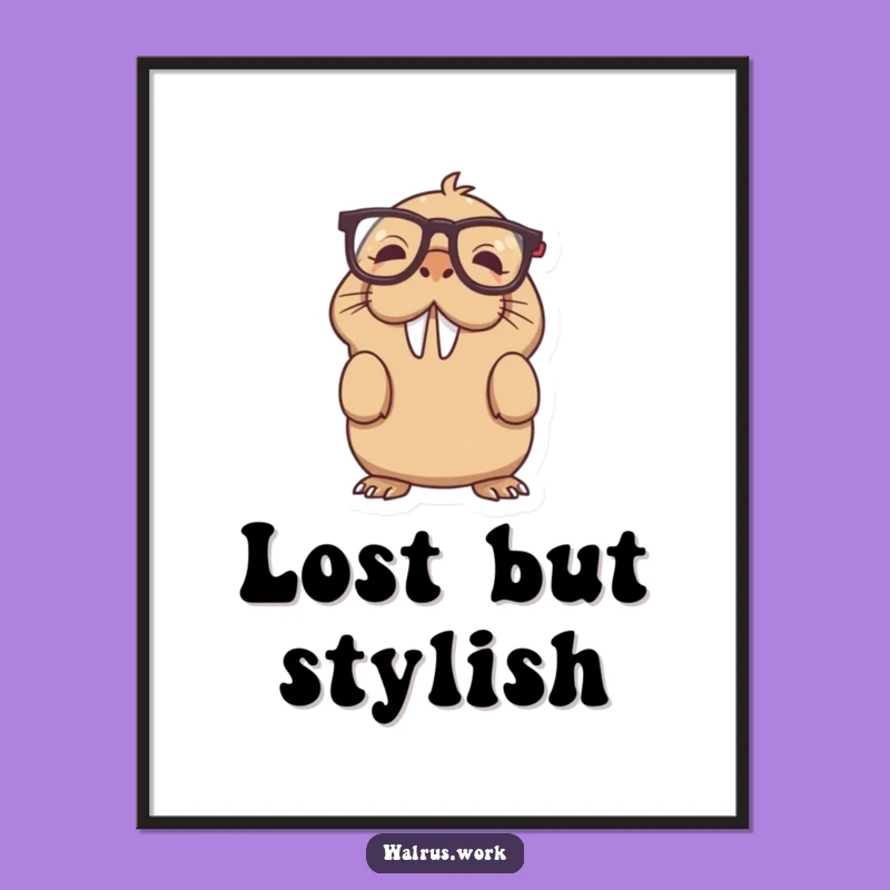 Funny Upside Down Glasses Walrus Poster: Hilarious Wall Art for a Quirky Home