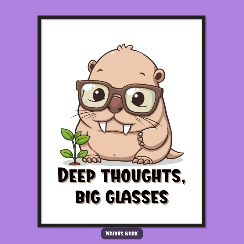 Funny Walrus Academia Poster - Hilarious Wall Art for Bookworms