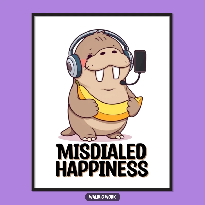 Funny Walrus Banana Phone Poster: Decorate with Quirky Tech Humor