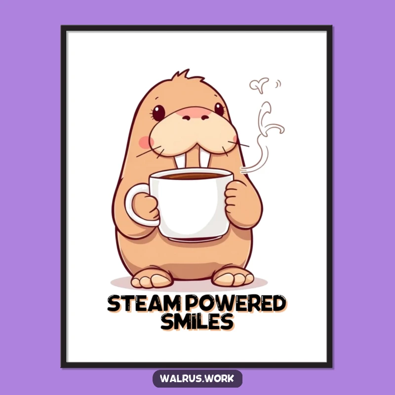 Funny Walrus Coffee Poster: Hilarious Wall Art for Kitchens and Coffee Nooks
