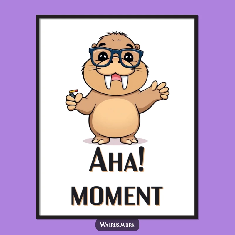 Funny Walrus Glasses Whiteboard Poster: Decorate with Hilarious Academic Triumph