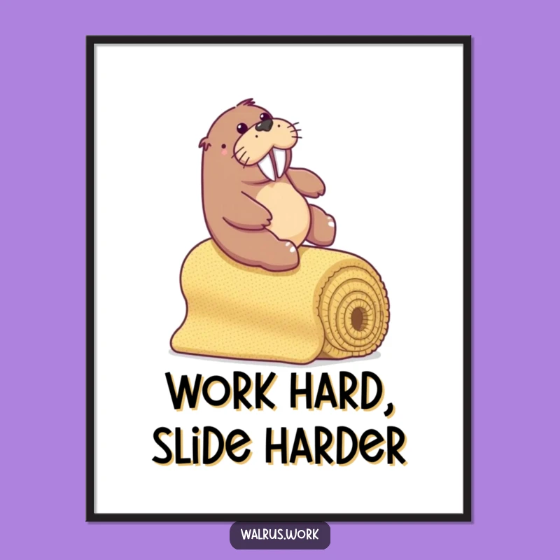 Funny Walrus Poster - Office Carpet Slide Wall Art, Hilarious Adventure Decor