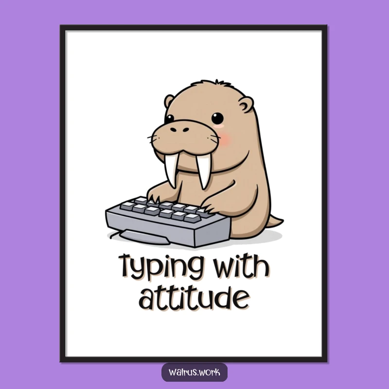 Funny Walrus Tusk Keyboard Poster - Quirky Wall Art for Geeks